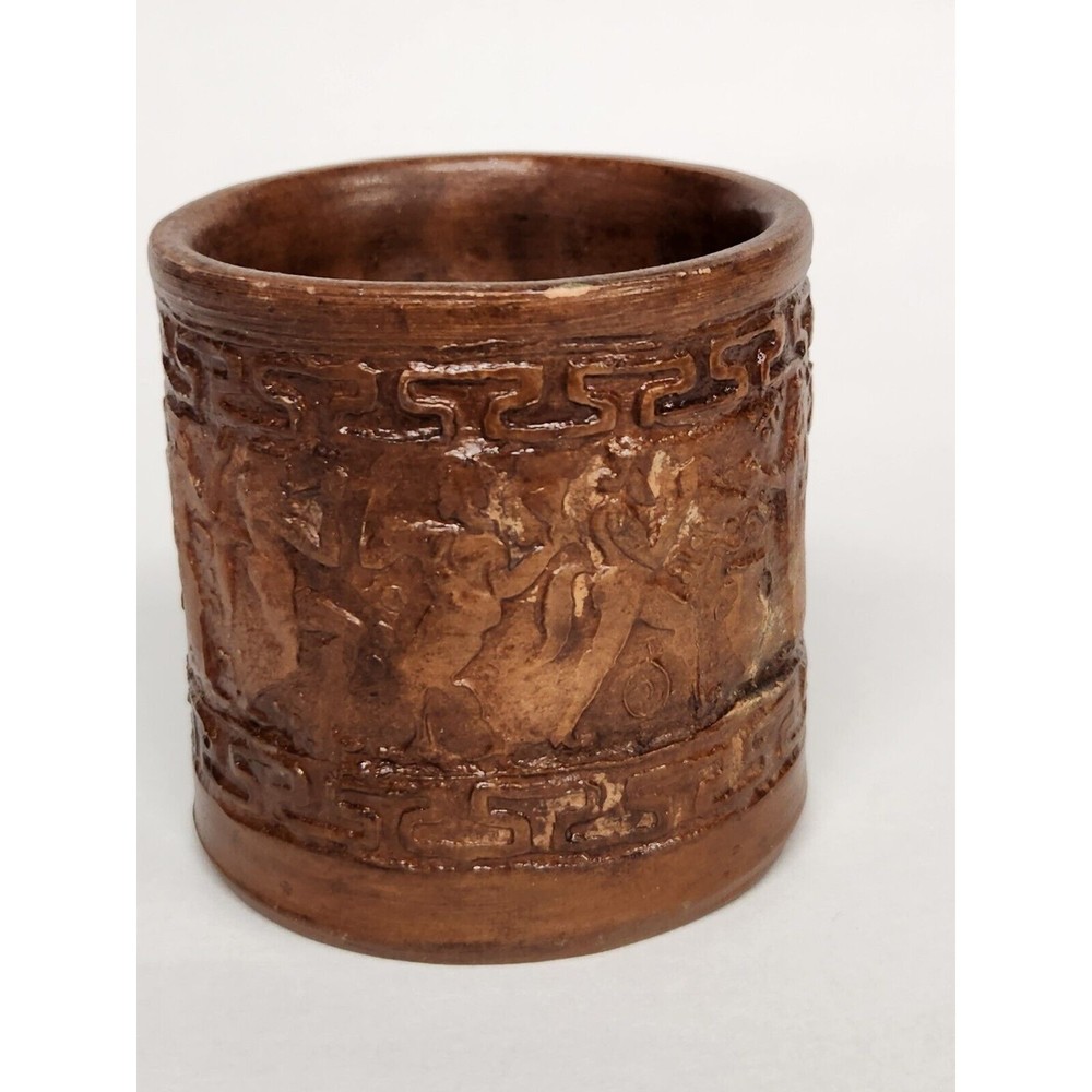 Greek Cup - Hand Made in Greece - Coffee Tea Mug Brown Pottery Planter House